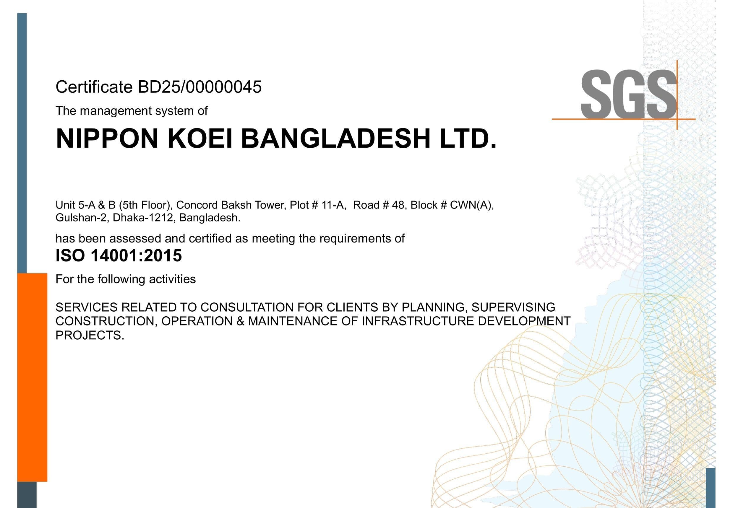 Achievement of ISO 14001 Certification